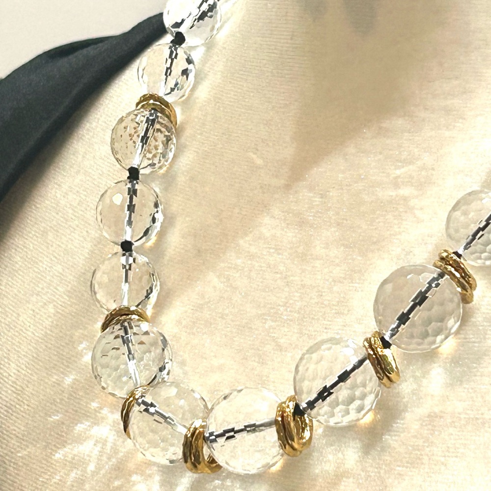 Carlisle NY “Sphere” Cut Crystal and Gold Necklace & Matching Earring Set RARE - Picture 11 of 13